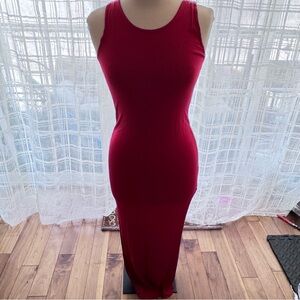 Elegant Red Sleeveless Maxi Dress